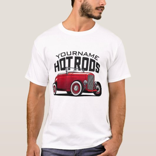 Aangepaste Red Roadster  hotspots T-shirt (Voorkant)