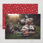 Aangepaste Red Snow Stars-fotokerstkaarten Feestdagenkaart (Voorkant / Achterkant)