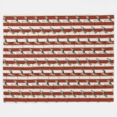 Aangepaste Red Stripe Duitse Herder Pet Naam Fleece Deken (Voorkant (Horizontaal))