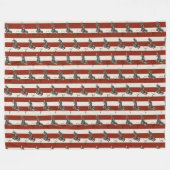 Aangepaste Red Stripe teckel Pet Name Fleece Deken (Voorkant (Horizontaal))
