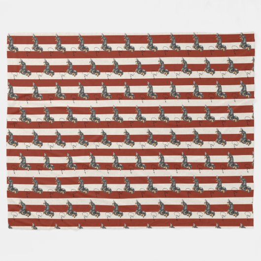 Aangepaste Red Stripe teckel Pet Name Fleece Deken (Voorkant (Horizontaal))