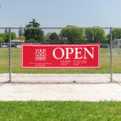 Aangepaste Red White Business Logo Open Uren Spandoek (Insitu)