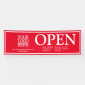Aangepaste Red White Business Logo Open Uren Spandoek (Horizontaal)
