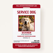 Aangepaste Red White Service Dog Foto Badge (Voorkant)