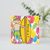 Aangepaste Redhead Boy Surfer Birthday nodigt uit Kaart (Staand voorkant)