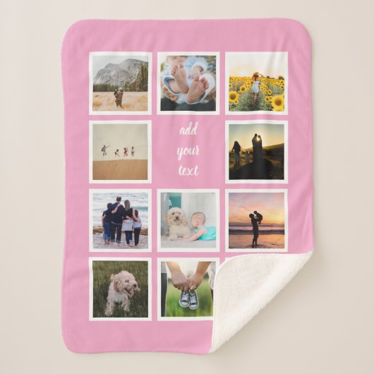 Aangepaste reeks 11 Foto Aangepast collage Sherpa Deken (Voorkant)
