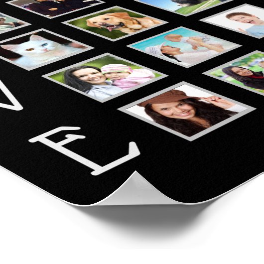 Aangepaste reeks 15 foto-Collage Love Black Poster (Hoek)