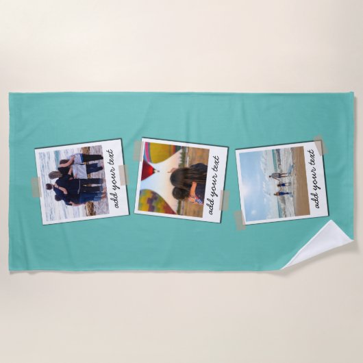 Aangepaste reeks 3 Foto Aangepast collage Strandlaken (Voorkant)