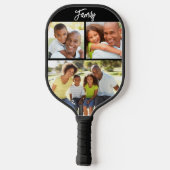 Aangepaste reeks 3 Foto Collage Trendy Black Pickleball Paddle (Achterkant)