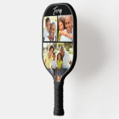 Aangepaste reeks 3 Foto Collage Trendy Black Pickleball Paddle (Links)