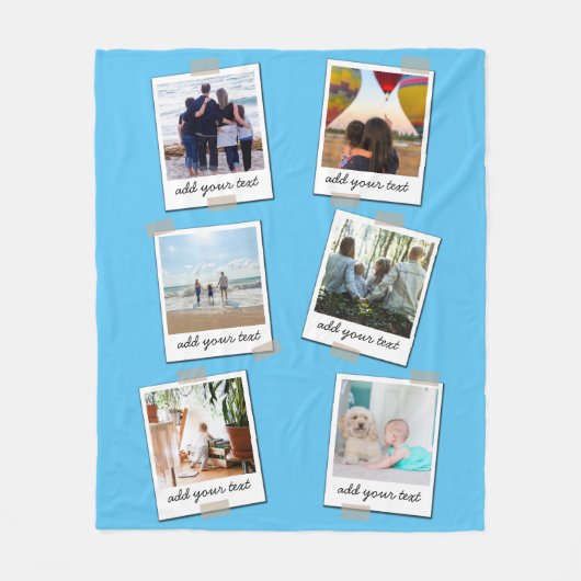 Aangepaste reeks 6 Foto Aangepast collage Fleece Deken (Voorkant)