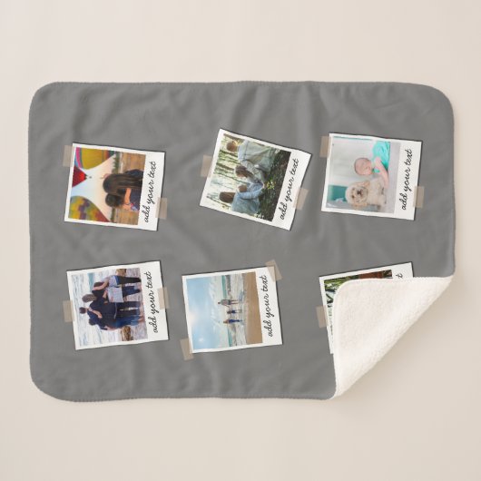 Aangepaste reeks 6 Foto Aangepast collage Sherpa Deken (Voorkant (horizontaal))