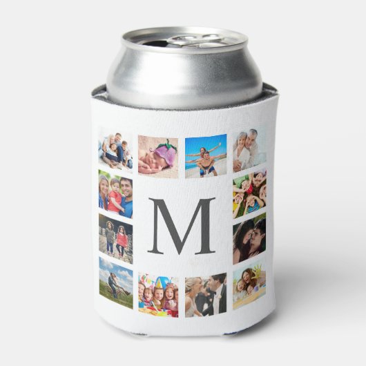 Aangepaste reeks foto's Collage Persoonlijk Wit Blikjeskoeler (Blikje Voorkant)