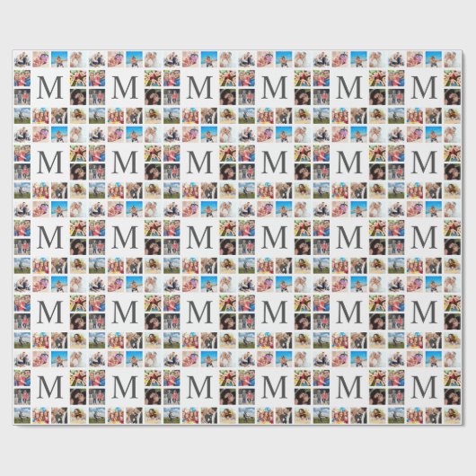 Aangepaste reeks foto's Collage Persoonlijk Wit Cadeaupapier (Vlak)