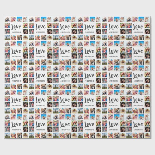 Aangepaste reeks foto's Collage Persoonlijk Wit Cadeaupapier (Vlak)