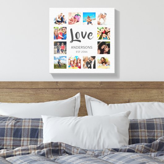 Aangepaste reeks foto's Collage Persoonlijk Wit Canvas Afdruk (Insitu (Slaapkamer))