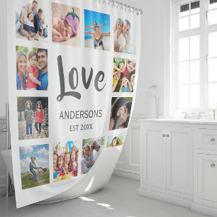 Aangepaste reeks foto's Collage Persoonlijk Wit Douchegordijn