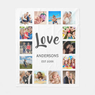 Aangepaste reeks foto's Collage Persoonlijk Wit Fleece Deken