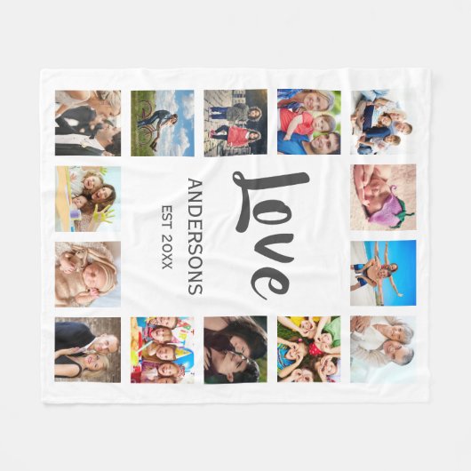 Aangepaste reeks foto's Collage Persoonlijk Wit Fleece Deken (Voorkant (Horizontaal))