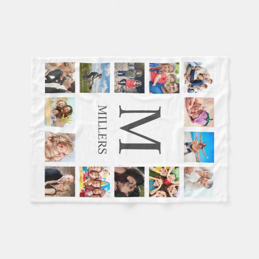 Aangepaste reeks foto's Collage Persoonlijk Wit Fleece Deken (Voorkant (Horizontaal))