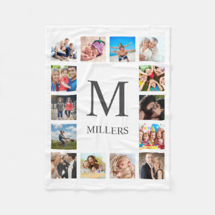 Aangepaste reeks foto's Collage Persoonlijk Wit Fleece Deken