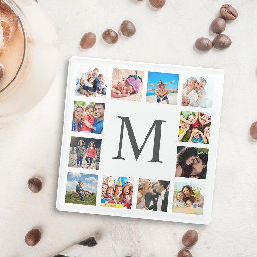 Aangepaste reeks foto's Collage Persoonlijk Wit Glazen Onderzetter