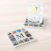 Aangepaste reeks foto's Collage Persoonlijk Wit Glazen Onderzetter (Schuin)