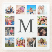 Aangepaste reeks foto's Collage Persoonlijk Wit Glazen Onderzetter (Voorkant)