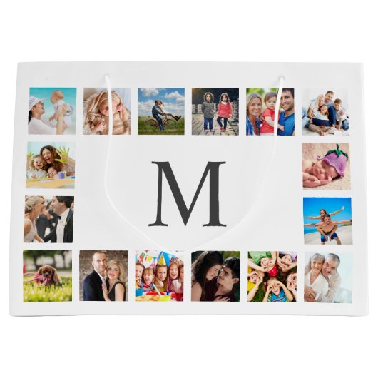 Aangepaste reeks foto's Collage Persoonlijk Wit Groot Cadeauzakje (Voorkant)