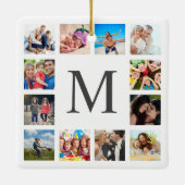 Aangepaste reeks foto's Collage Persoonlijk Wit Keramisch Ornament (Achterkant)