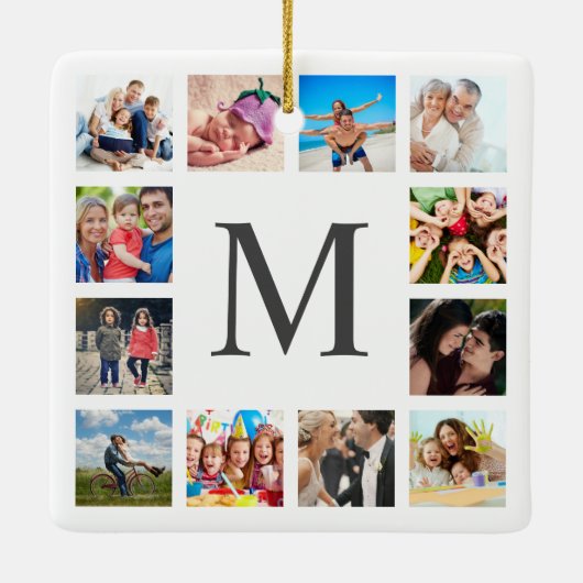 Aangepaste reeks foto's Collage Persoonlijk Wit Keramisch Ornament (Achterkant)