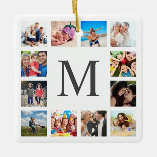 Aangepaste reeks foto's Collage Persoonlijk Wit Keramisch Ornament (Voorkant)