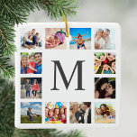 Aangepaste reeks foto's Collage Persoonlijk Wit Keramisch Ornament<br><div class="desc">Creëer uw eigen persoonlijke 12 foto-collage,  kerstvakantieversiering met uw aangepaste afbeeldingen op een eenvoudige moderne witte achtergrond. Het kerstvakantiesiergezicht kenmerkt ook uw familienaam,  gevestigd jaar en een handgeschreven manuscript van de "Liefde". Voeg uw favoriete foto's,  design of kunstwerken toe aan iets echt unieks te creëer.</div>
