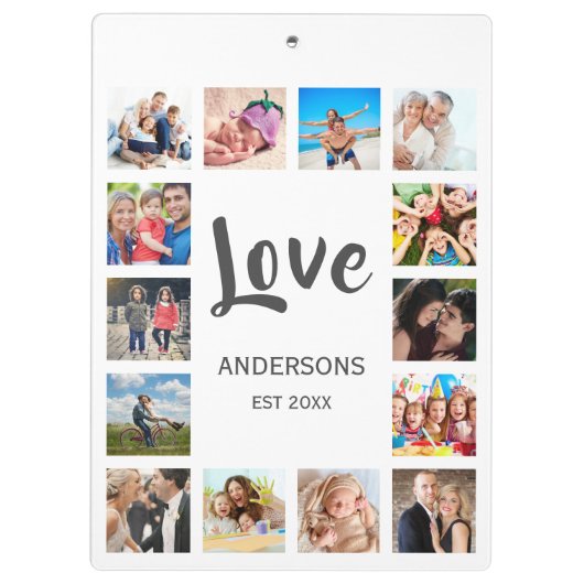 Aangepaste reeks foto's Collage Persoonlijk Wit Klembord (Achterkant)