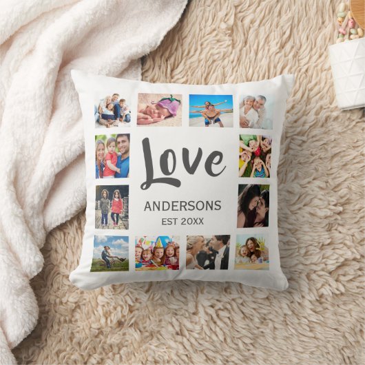 Aangepaste reeks foto's Collage Persoonlijk Wit Kussen (Deken)