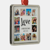 Aangepaste reeks foto's Collage Persoonlijk Wit Metalen Ornament (Rechts)