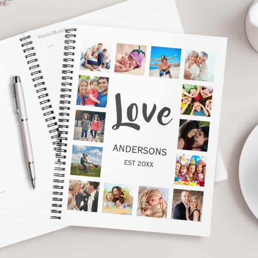 Aangepaste reeks foto's Collage Persoonlijk Wit Planner