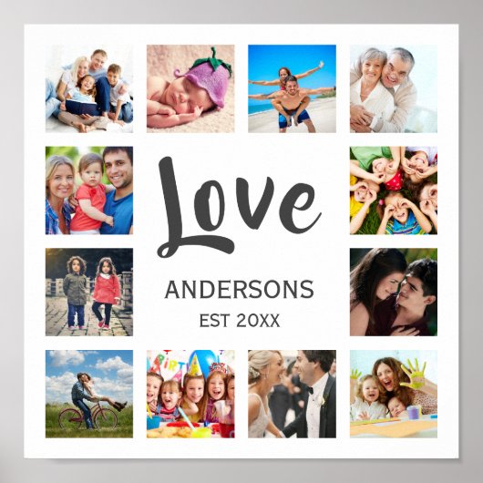 Aangepaste reeks foto's Collage Persoonlijk Wit Poster (Voorkant)
