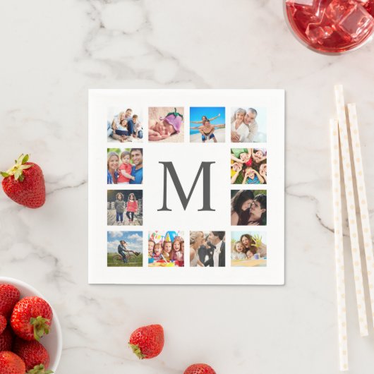 Aangepaste reeks foto's Collage Persoonlijk Wit Servet (Insitu)
