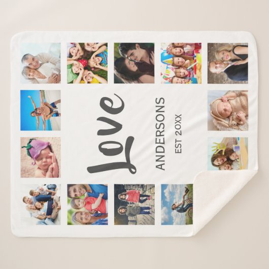 Aangepaste reeks foto's Collage Persoonlijk Wit Sherpa Deken (Voorkant (horizontaal))