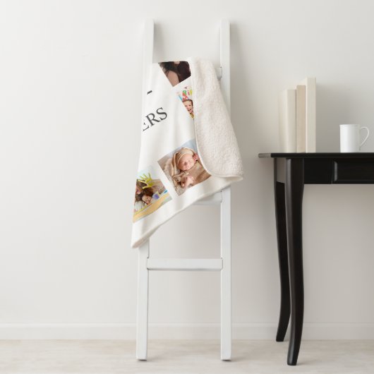 Aangepaste reeks foto's Collage Persoonlijk Wit Sherpa Deken (In situ)