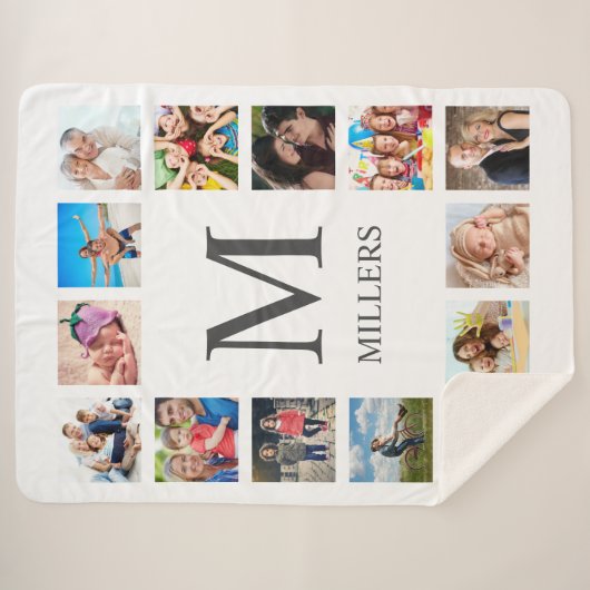 Aangepaste reeks foto's Collage Persoonlijk Wit Sherpa Deken (Voorkant (horizontaal))