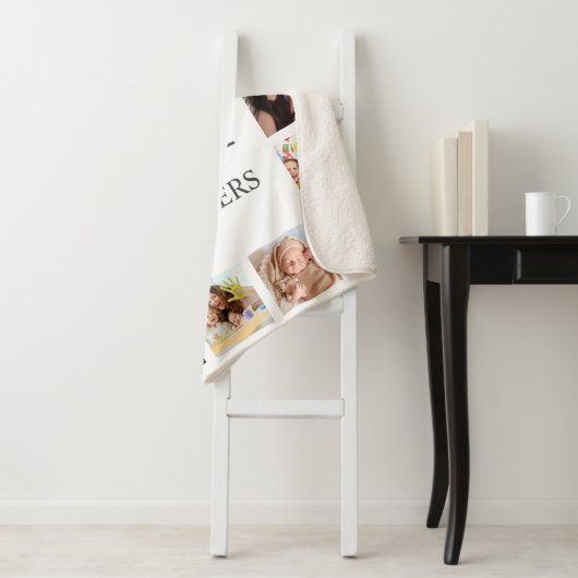 Aangepaste reeks foto's Collage Persoonlijk Wit Sherpa Deken (In situ)