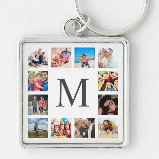 Aangepaste reeks foto's Collage Persoonlijk Wit Sleutelhanger (Voorkant)
