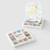 Aangepaste reeks foto's Collage Persoonlijk Wit Stenen Onderzetter (Zijkant)