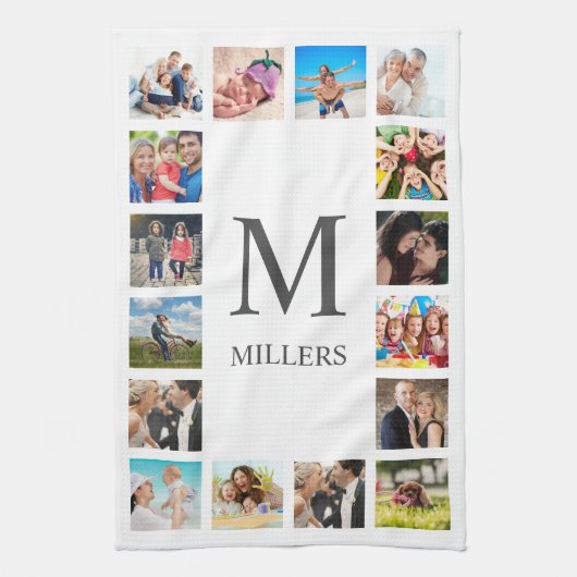 Aangepaste reeks foto's Collage Persoonlijk Wit Theedoek (Verticaal)