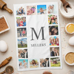 Aangepaste reeks foto's Collage Persoonlijk Wit Theedoek<br><div class="desc">Creëer uw eigen persoonlijke 16 foto-collage,  keukenhanddoekwitte achtergrond. Het keukenhanddoekje bevat ook je monogram en naam. Voeg uw favoriete foto's,  design of kunstwerken toe aan iets echt unieks te creëer.</div>