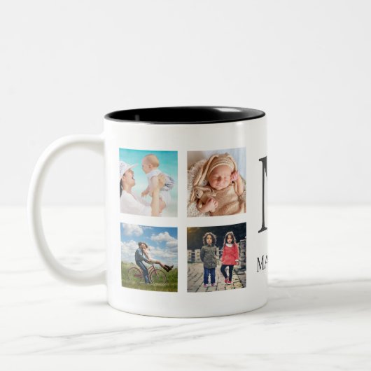 Aangepaste reeks foto's Collage Persoonlijk Wit Tweekleurige Koffiemok (Links)