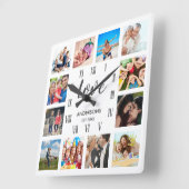 Aangepaste reeks foto's Collage Persoonlijk Wit Vierkante Klok (Hoek)