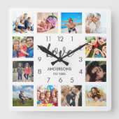 Aangepaste reeks foto's Collage Persoonlijk Wit Vierkante Klok (Voorkant)